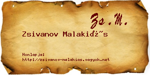 Zsivanov Malakiás névjegykártya